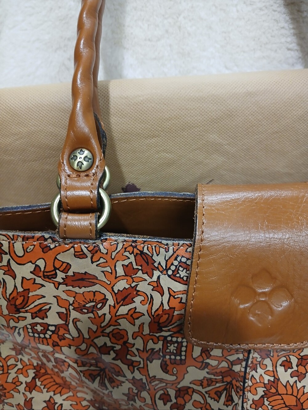 Patrica Nash Poppy Leather Boho India Print Shoulder Bad with Dustbag - Picture 3 of 16